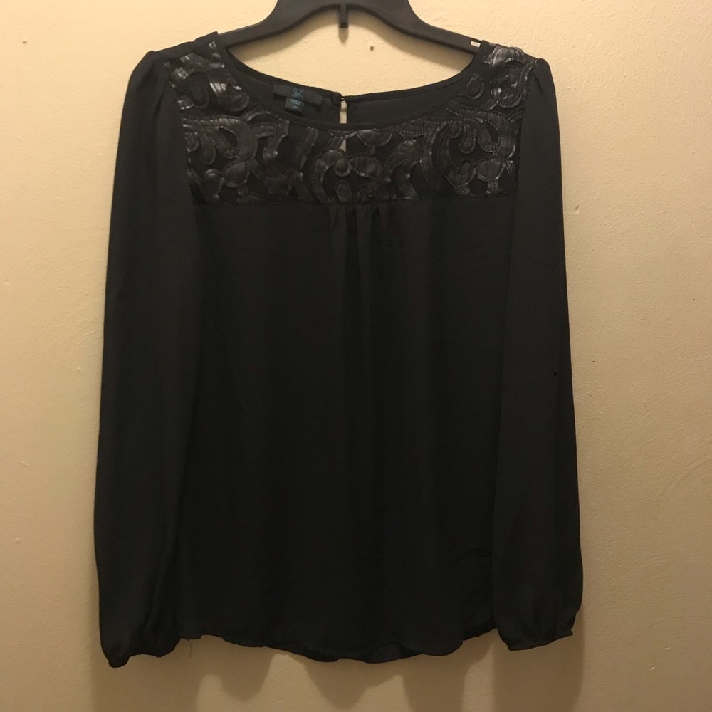 J n K Black sheer blouse